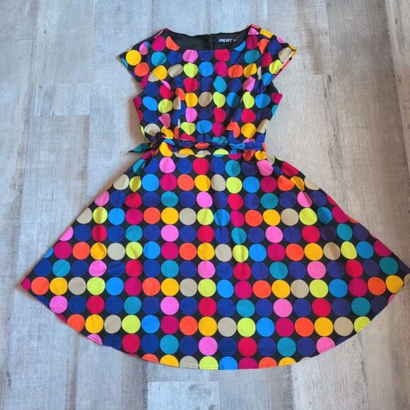 PUKAVT Black Multicolored Colorful Polka Dot Midi Dress Size 2XL - Picture 1 of 9